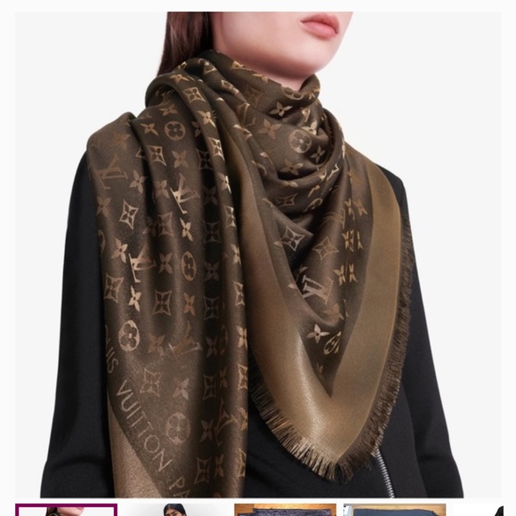 LOUIS Vuitton BROWN GOLD SCARF - Picture 6 of 6